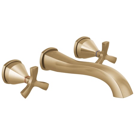 Delta Stryke Two Handle Wall Mount Bathroom Faucet Trim, 9.34 in, Lumicoat Champagne Bronze T35766LF-CZ-PR-WL