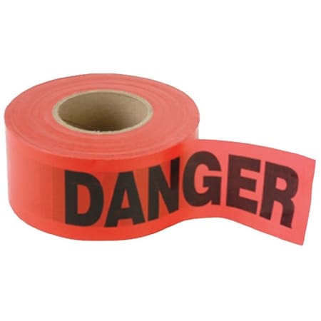C.H. Hanson Barricade Safety Tape, 1000 ft L, 3 in W, Red, Polyethylene 16003