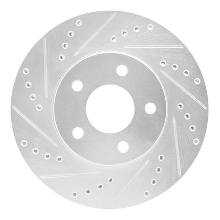 Dynamic Friction Co DFC Brake Rotor - Drilled and Slotted - Silver 631-47036L