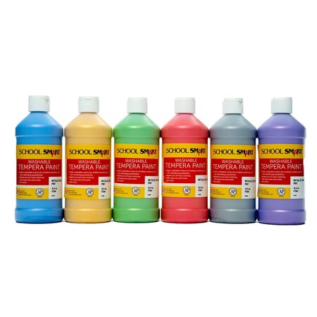 School Smart PAINT TEMPERA WASH ASST METALLIC Pint, 6 PK 2002796