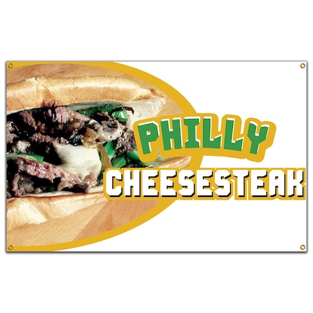 Signmission Philly Cheesesteak, 36 Inch x 60 Inch, Banner B-60 Philly Cheesesteak
