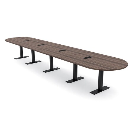 Skutchi Designs 18 Person Conference Table With Power Unit | 18' Racetrack Table | Harmony Series HAR-RAC-48X216-T.BK-H3041-EBLK