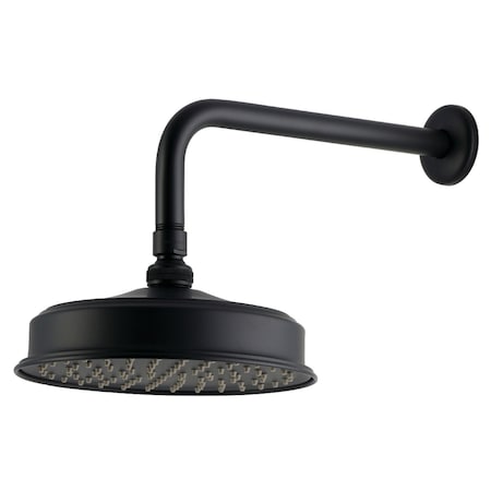 Kingston Brass 8" Round Raindrop Brass Shower Head with 12" Shower Arm, Matte Black K324K30