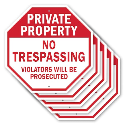 Signmission Private Property No Trespassing Vio, 10 inch X 10 inch, Aluminum Metal Signs, 5PK OC-A-5Pack-10-148