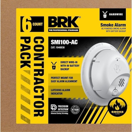 Brk First Alert Smoke Alarm, Ionization Sensor, White 1046838