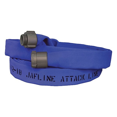 Jafline Fire Hose, Double Jacket, 2 in Hose Inside Dia., Polyester Hose Tube, Male x Female Fitting A, Blue JL200B025-NH150