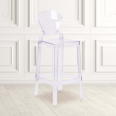 Flash Furniture Ghost Barstool with Tear Back in Transparent Crystal, PK4 4-OW-TEARBACK-29-GG