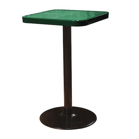 Leisure Craft 24" Square Perforated Pedestal Table, Portable, 40"H, Black Green SQ24TAB40-BLACK GREEN