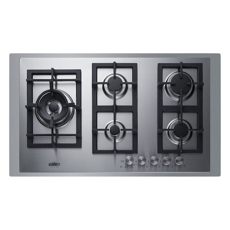 Summit 34in Wide 5-Burner Gas Cooktop In Stainless Steel _x000D_ GCJ536SSTK