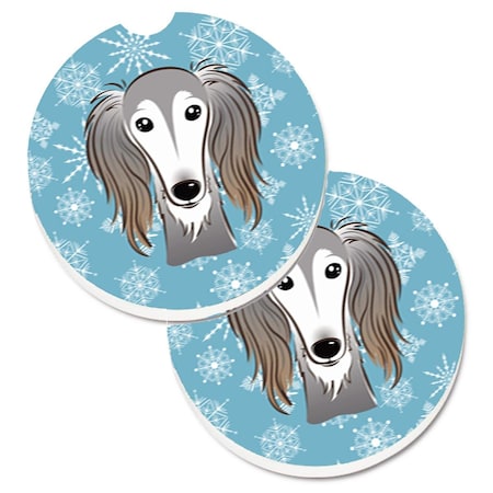 Carolines Treasures Snowflake Saluki Cup Holder Car Coaster, PK2 BB1663CARC