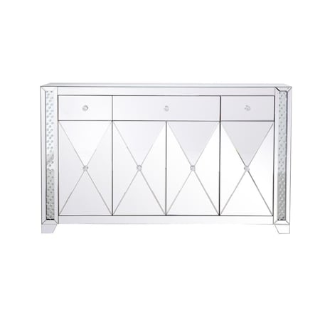 Convenience Concepts 60 in. Modern Clear Crystal Mirrored Credenza HI2571162