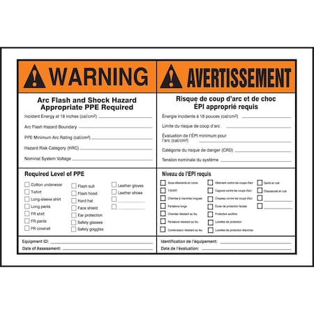 Accuform ANSI BILINGUAL WARNING SAFETY LABEL FBLELC334