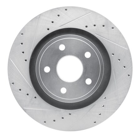 Dynamic Friction Co DFC Brake Rotor - Drilled and Slotted - Silver 631-42002L