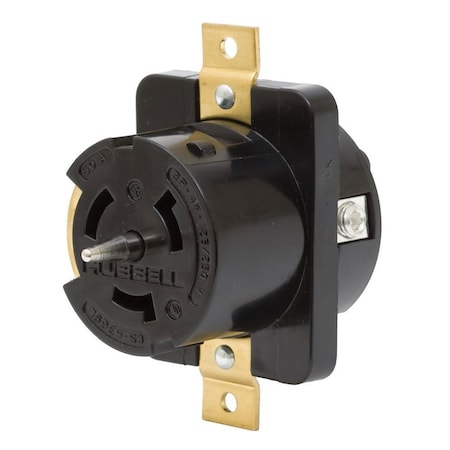 Hubbell Wiring Twist-Lock 50A 125/250V 3-Pole 4-Wire Grounding Receptacle, Black CS6369L