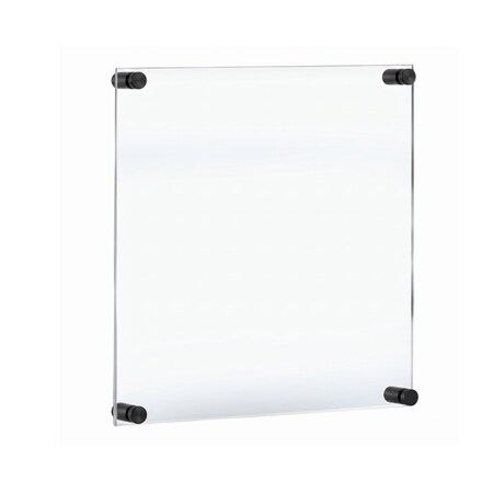 Azar Displays Floating Acrylic Wall Frame, Black Stand Off Caps, 16 inx20 in Graphic Size, 20 inx24 in Overall Size 105522-BLK