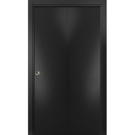 Sartodoors Sliding Closet Bi-fold Doors, Planum 0010 Matte Black, Sturdy Tracks Moldings Trims Hardware Set, W PLANUM0010BF-BLK-84 x 84 (2* 42x84)