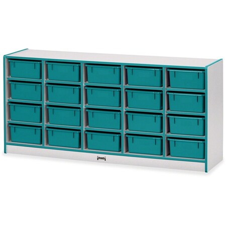 Jonti-Craft Rainbow Accents 20 Tub Mobile Storage, with Tubs, Teal 4021JCWW005