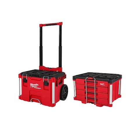 Milwaukee Tool PACKOUT Rolling Tool Box + 4 Drawer Box 48-22-8427, 48-22-8444