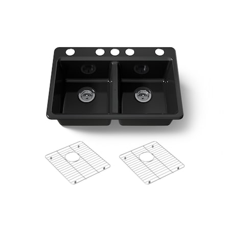 Kohler Riverby 33" undermount double-bowl kitchen sink 8679-5UA1-7