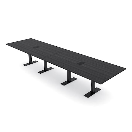 Skutchi Designs 14 Person Conference Table With Power Unit | 14' Rectangular Table | Harmony Series HAR-REC-48x168-T.BK-WA7949-EBLK
