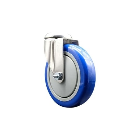 Service Caster 5 Inch 316SS Blue Polyurethane Wheel Swivel Bolt Hole Caster SCC-SS316BH20S514-PPUB-BLUE
