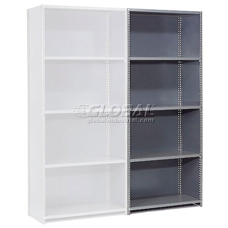 Global Industrial 5 Shelf, Closed Steel Shelving, 36"W x 30"D x 97"H, Add On, 18 GA, Gray 796403