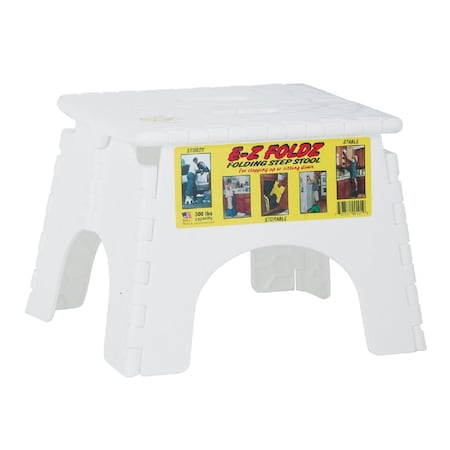 B & R Plastics E-Z Foldz 9'' White 1-Step Folding Step Stool 101-6
