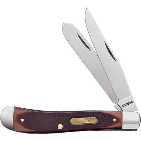 Old Timer Folding Pocket Knife, Clip and Spey Blade, 6.9 in OAL, 3 in L Blade, Delrin Handle 94OT