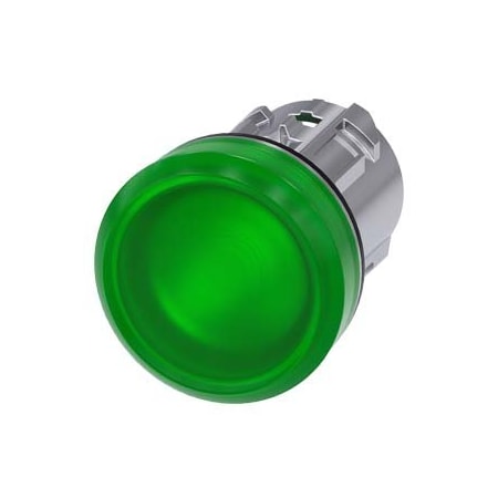 Siemens Indicator light, 22 mm, round, metal, shiny, green, lens, smooth 3SU1051-6AA40-0AA0-ZY10