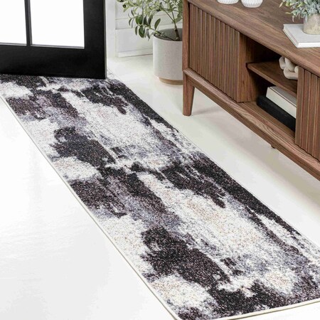 Jonathan Y Zoe Contemporary Bohemian Abstract Marble Charcoal/Cream 2 ft. x 8 ft. Runner Rug SEU302C-28