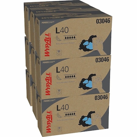 Wypall WypAll PowerClean L40 Extra Absorbent Towels (03046), Pop-Up Box, Limited Use Towels, White, PK9 03046