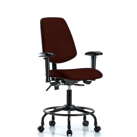 Blue Ridge Ergonomics Desk Chair Adjustable Arms, 21" to 26" Height, Vinyl, Burgundy BR-VDHCH-MB-RT-T0-A1-RC-8569
