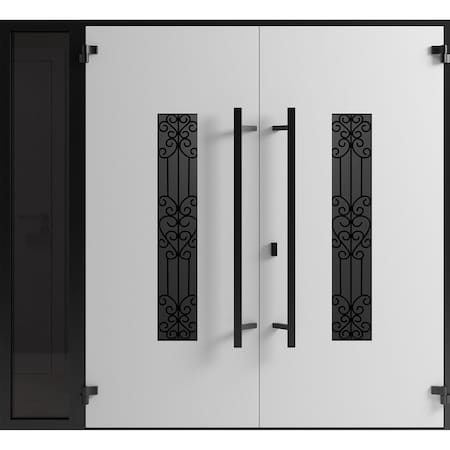 Vdomdoors Front Exterior Prehung Aluminum Double Doors Ronex1205 Bronze Oak 1 Sidelight Mirrored Clear Glass RONEX1205DEXD-OAK-W72+16xH80-RH-O