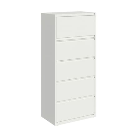 Hirsh 30 in W 5 Drawer Lateral File Cabinet, White, A4/Legal/Letter 23699