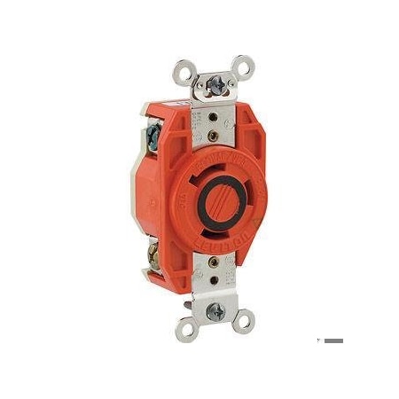 Leviton Locking Receptacle, L9-30R, 30 A, 600V AC, 2 Pole, Flush Mount, Screw Terminals, Orange 2650-IG