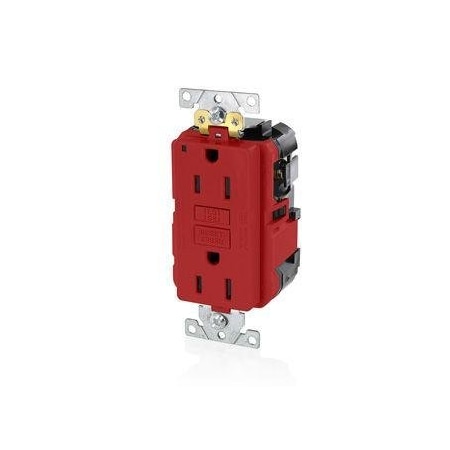 Leviton Lev-Lok GFCI 15A Ind Gr/PI Red MGFN1-R