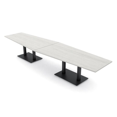 Skutchi Designs Hexagon Conference Table With Power, 48 in W, 168 in L, Ivory HAR-HEX.IR-48X168-DOU.BK-K458-NA