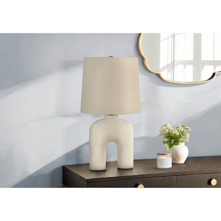 Monarch Specialties Lighting, 25 in.H, Table Lamp, Cream Resin, Beige Shade, Modern I 9728