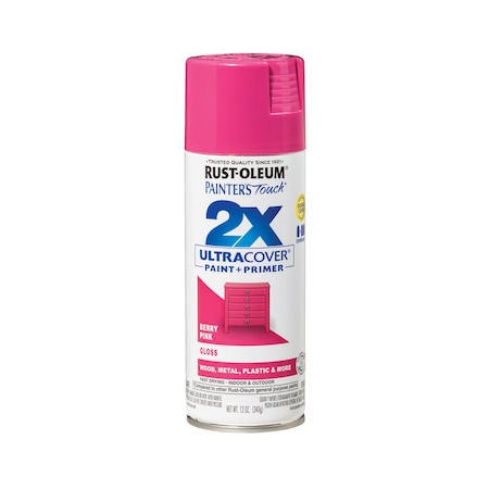 Rust-Oleum Spray Paint, Berry Pink, Gloss, Solvent, 12 Oz 334025