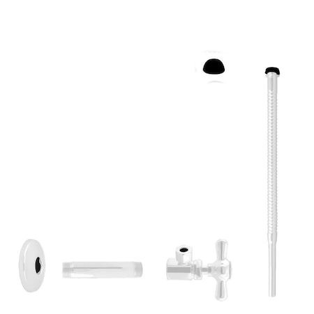 Westbrass Supply Kit, 1/2" IPS x 3/8" OD x 12" Corrugated in powder coating White D103K12X-50