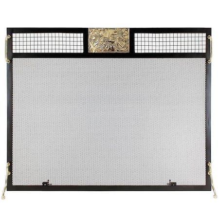 Minuteman Clematis Emblem Fireplace Screen, Polished Brass SES-3830PC