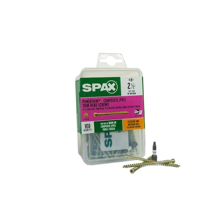 Spax #8 x 2-1/2 in Wood Composite Double Thread Screws Powertrim Trim Head T-Star Plus, 100PK 42418704006068