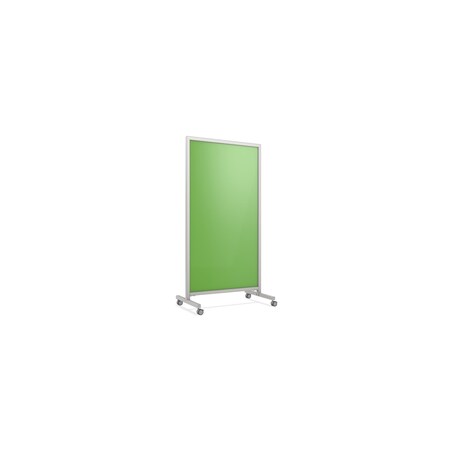 Ghent EZ Mobile Glassboard, Aluminum Frame, Non-Magnetic, 75''H x 38''W, Green EZ1NA7538GN