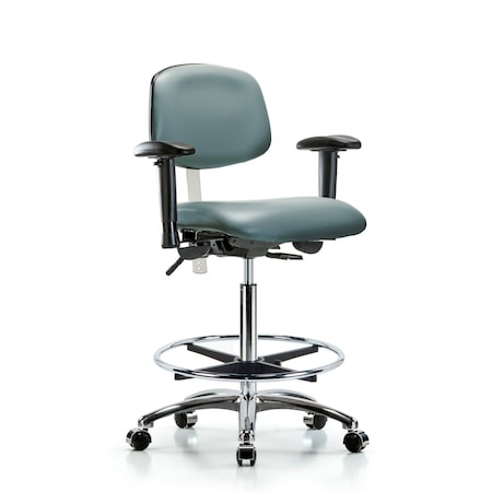 Blue Ridge Ergonomics Vinyl Clean Room Chair, Adjustable Arms BR-NCR-VHBCH-CR-T0-A1-CF-CC-8822