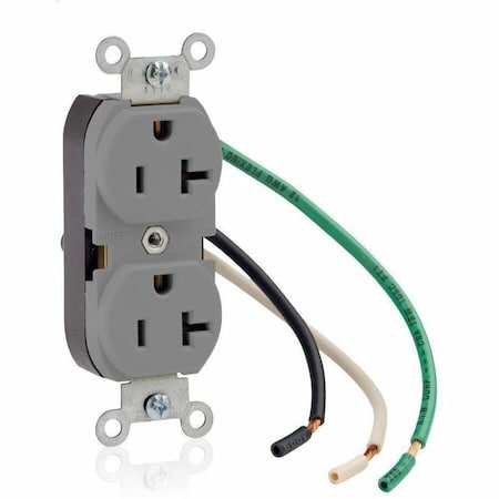 Leviton Commercial Grade Duplex Receptacle, 20 Amp, 125 Volt 5340-GY