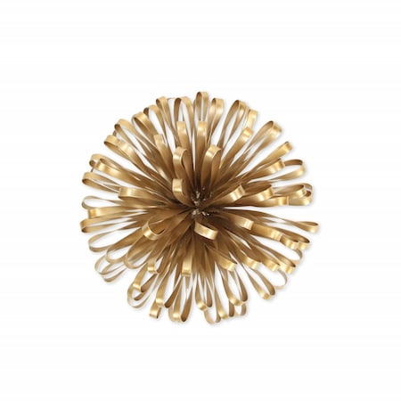 Homeroots 5" Gold Metal Abstract Hand Painted Sculpture 483269