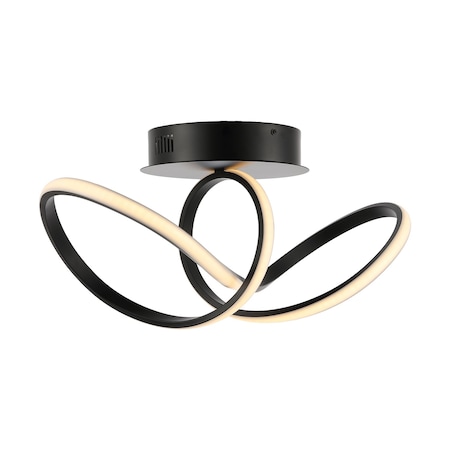 Jonathan Y Chantelle 19.5" 1-Light Modern Minimalist Aluminum Loop Integrated LED Semi Flush Mount, Black JYL1701B