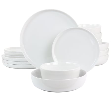 Gibson Home White Deco 16 Piece Fine Ceramic Dinnerware Set in White 131058.16