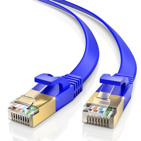 Maximm 15ft Cat7 Flat Shielded Ethernet Cable 10Gbps RJ45, Blue CAT7F-15FT-Blue-1PK