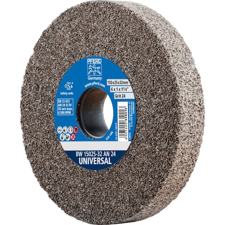 Pferd PFERD Vitrified Bench Wheel, UNIVERSAL, 6" x 1 x 1-1/4, 24 Grit, Aluminum Oxide 61743